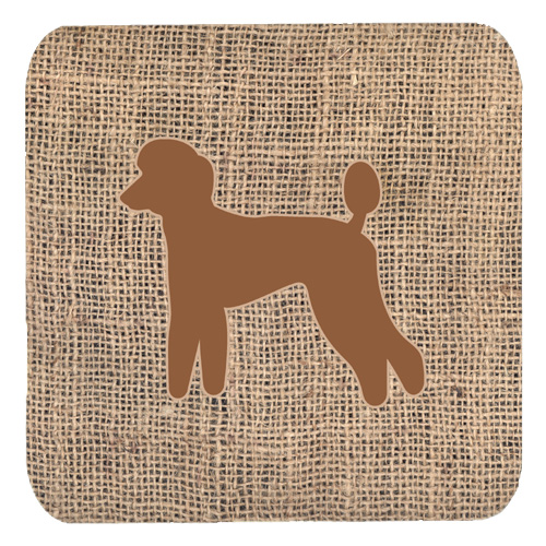 Poodle Burlap and Brown Foam Coasters, Set - 4