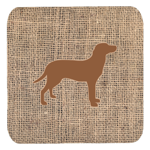 Labrador Burlap and Brown Foam Coasters, Set - 4