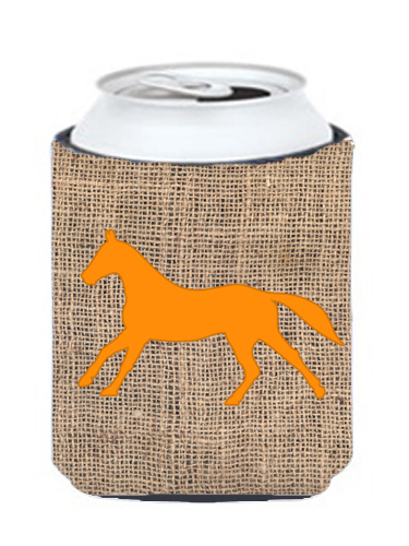 Horse Burlap and Orange Can or Bottle Hugger