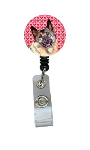 Norwegian Elkhound Valentines Love and Hearts Retractable Badge Reel or ID Holder with Clip