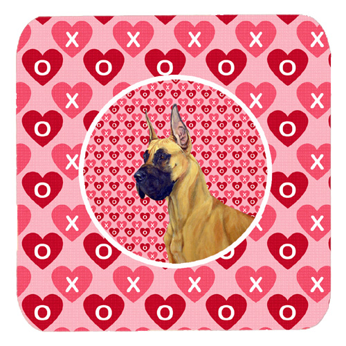 Great Dane Valentines Love and Hearts Foam Coasters, Set - 4