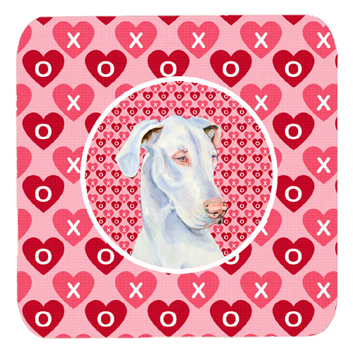 Great Dane Valentines Love and Hearts Foam Coasters, Set - 4
