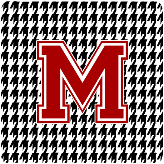 CJ1021-MFC Monogram - Houndstooth Foam Coasters Initial M- Set - 4