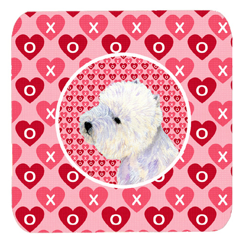 Westie Valentines Love and Hearts Foam Coasters, Set - 4