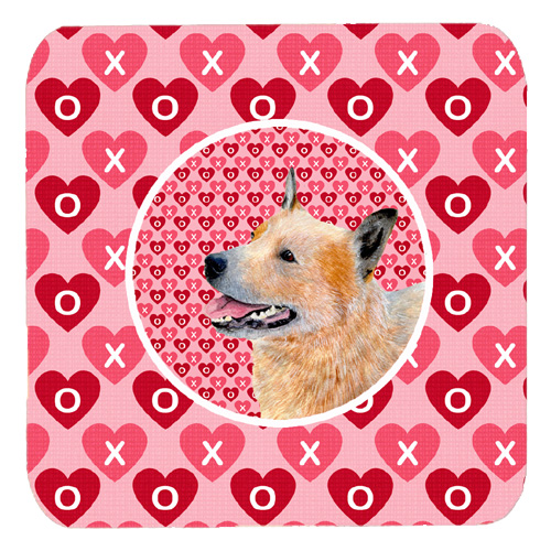 Australian Cattle Dog Valentines Love and Hearts Foam Coasters, Set - 4