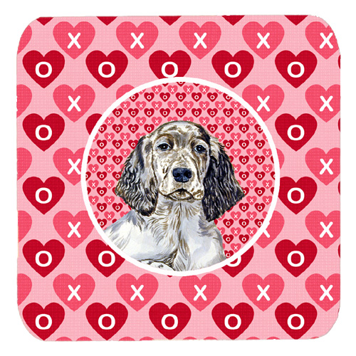 English Setter Valentines Love and Hearts Foam Coasters, Set - 4