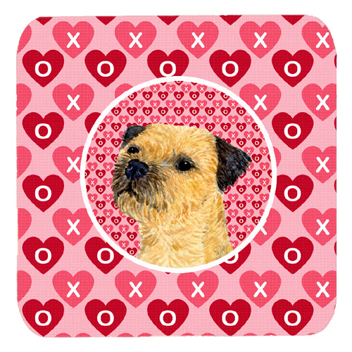 Border Terrier Valentines Love and Hearts Foam Coasters, Set - 4