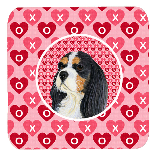 LH9144FC Cavalier Spaniel Valentines Love and Hearts Foam Coasters- Set - 4