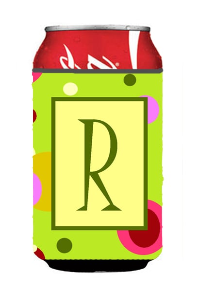 Letter R Initial Monogram - Green Can or Bottle Hugger