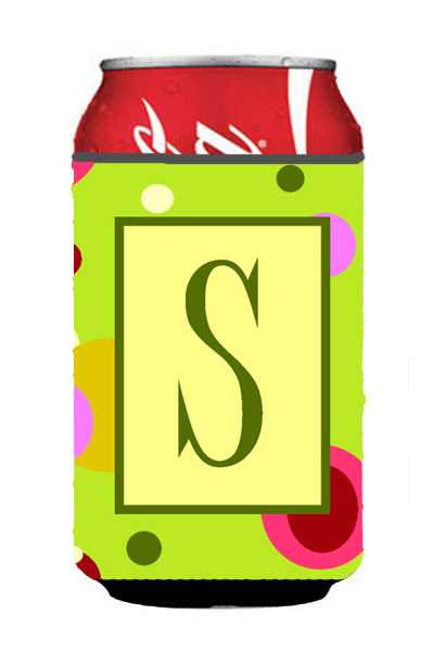 Letter S Initial Monogram - Green Can or Bottle  Hugger