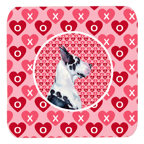 Great Dane Valentines Love and Hearts Foam Coasters, Set - 4