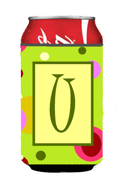 CJ1010-UCC Letter U Initial Monogram - Green Can or Bottle Hugger