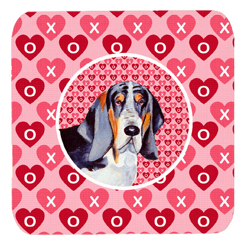 Basset Hound Valentines Love and Hearts Foam Coasters, Set - 4