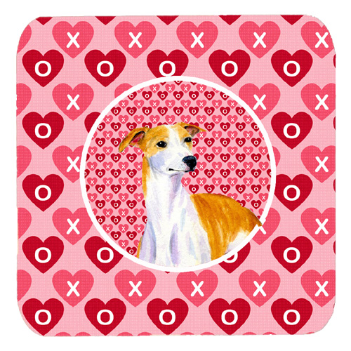 Whippet Valentines Love and Hearts Foam Coasters, Set - 4