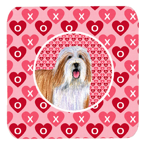 Bearded Collie Valentines Love and Hearts Foam Coasters, Set - 4