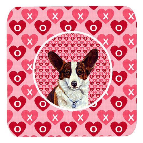Corgi Valentines Love and Hearts Foam Coasters, Set - 4