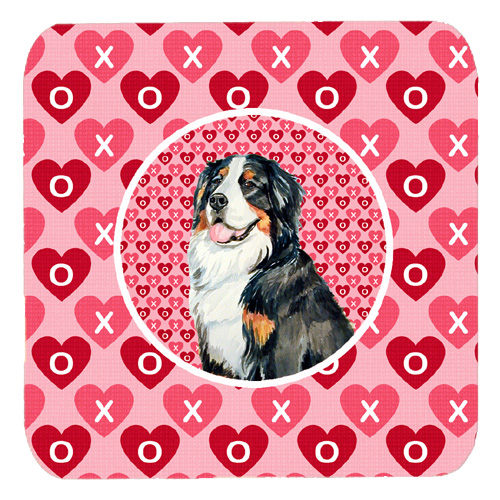 Bernese Mountain Dog Valentines Love and Hearts Foam Coasters, Set - 4