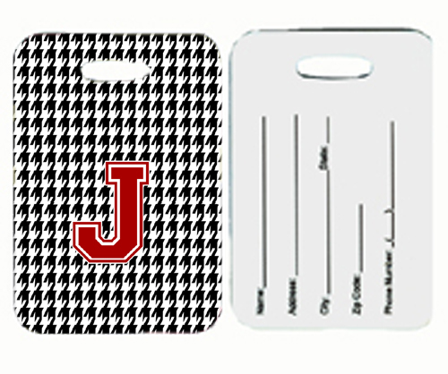 CJ1021-J-BT Monogram - Houndstooth Black Initial J Monogram Initial Luggage Tag- Pair - 2