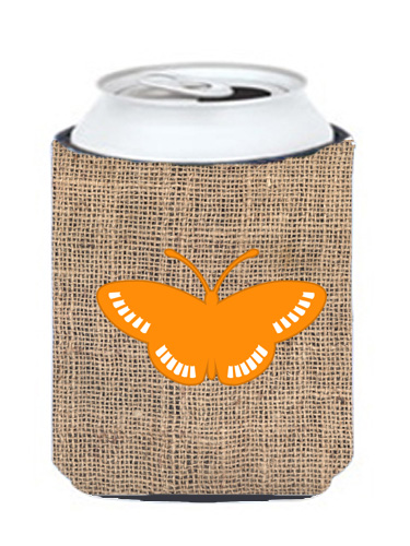 Butterfly Burlap and Orange Can or Bottle Hugger