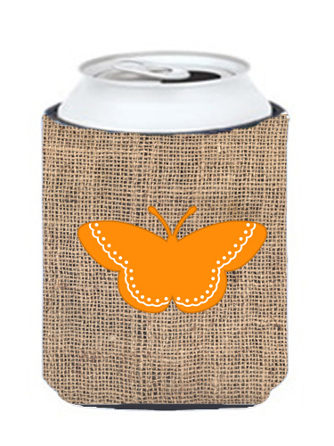 Butterfly Burlap and Orange Can or Bottle  Hugger