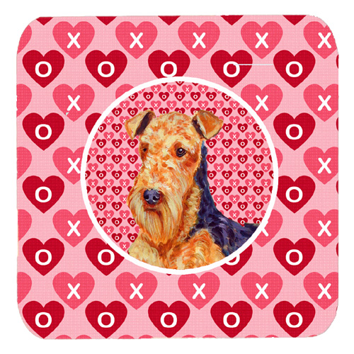Airedale Valentines Love and Hearts Foam Coasters, Set - 4