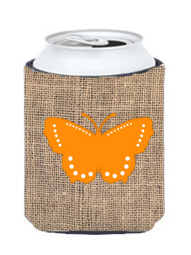 Butterfly Burlap and Orange Can or Bottle  Hugger