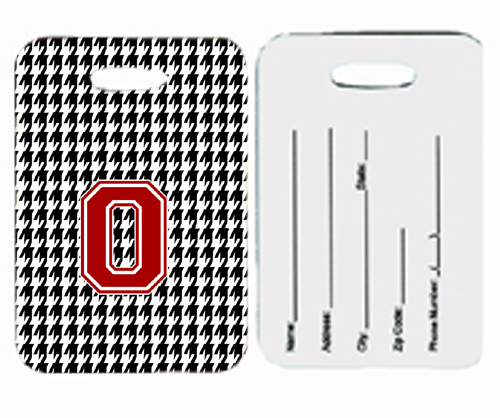 CJ1021-O-BT Monogram - Houndstooth Black Initial O Monogram Initial Luggage Tag- Pair - 2