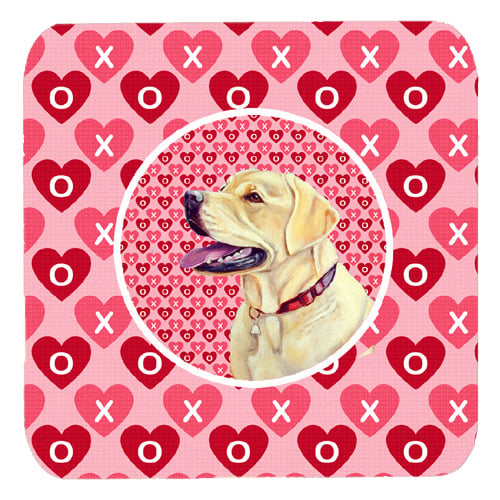 Labrador Valentines Love and Hearts Foam Coasters, Set - 4