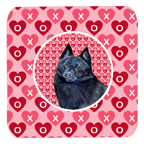 Schipperke Valentines Love and Hearts Foam Coasters, Set - 4