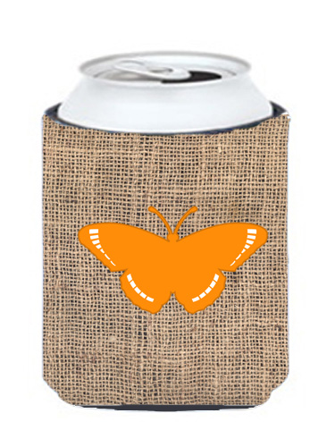 Butterfly Burlap and Orange Can or Bottle  Hugger