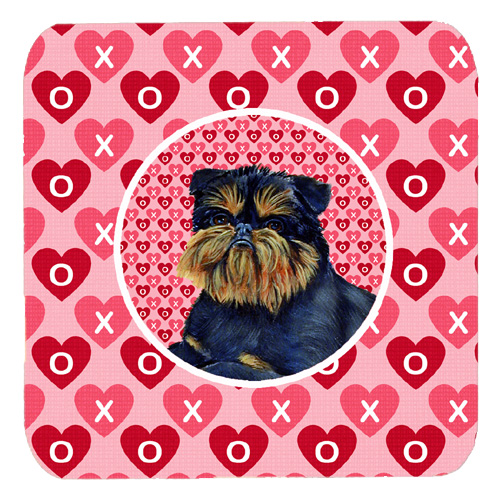 Brussels Griffon Valentines Love and Hearts Foam Coasters, Set - 4