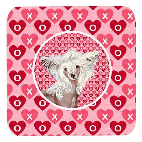 Chinese Crested Valentines Love and Hearts Foam Coasters, Set - 4
