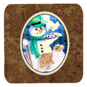 Snowman with Australian Shepherd Foam Coasters, Set - 4