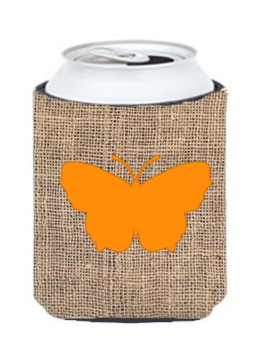 Butterfly Burlap and Orange Can or Bottle Hugger