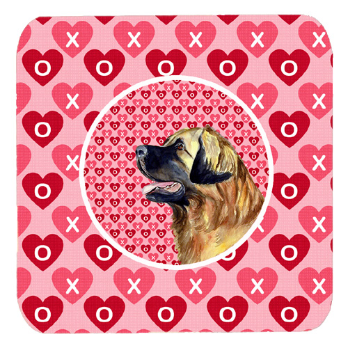 Leonberger Valentines Love and Hearts Foam Coasters, Set - 4