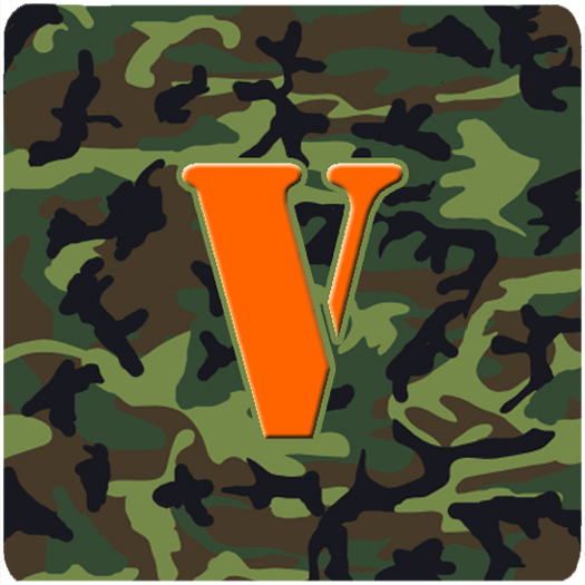 Monogram - Camo Green Foam Coasters Initial Letter V, Set - 4