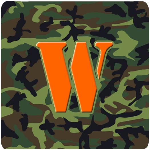 Monogram - Camo Green Foam Coasters Initial Letter W, Set - 4