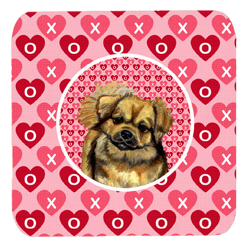 Tibetan Spaniel Valentines Love and Hearts Foam Coasters, Set - 4
