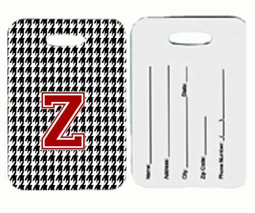 Monogram - Houndstooth Black Initial Z Monogram Initial Luggage Tag- Pair - 2