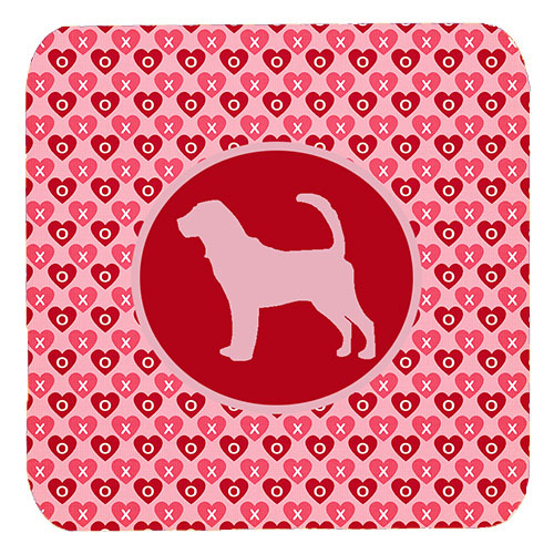 Bloodhound Valentine Hearts Foam Coasters, Set - 4