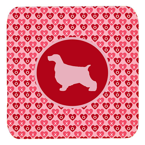 English Cocker Spaniel Valentine Hearts Foam Coasters, Set - 4