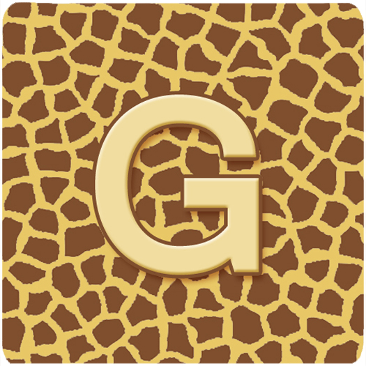 Monogram - Giraffe Foam Coasters Initial Letter G- Set - 4