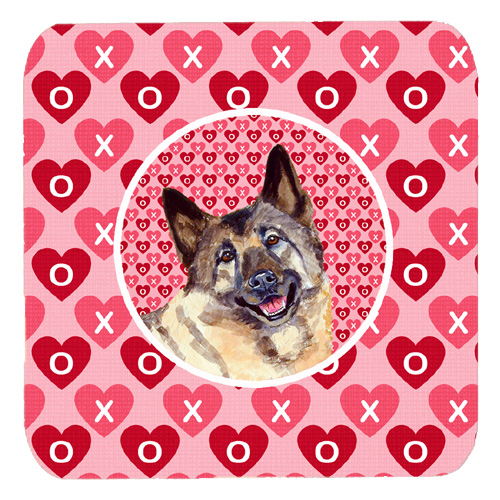 Norwegian Elkhound Valentines Love and Hearts Foam Coasters, Set - 4