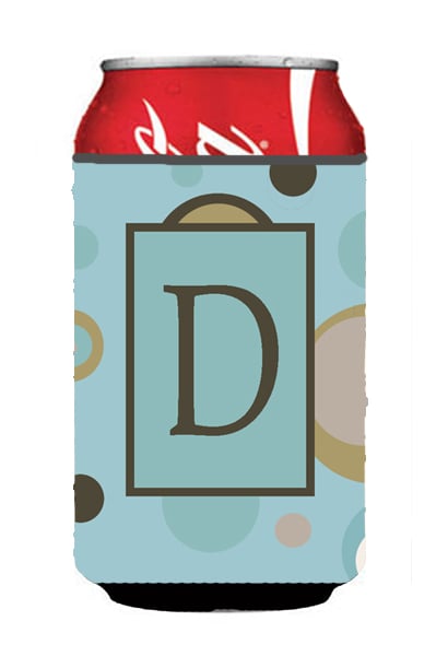 CJ1013-DCC Letter D Initial Monogram - Blue Dots Can Or Bottle Hugger