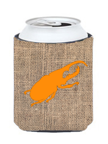 Beetle Burlap And Orange Can Or Bottle Hugger