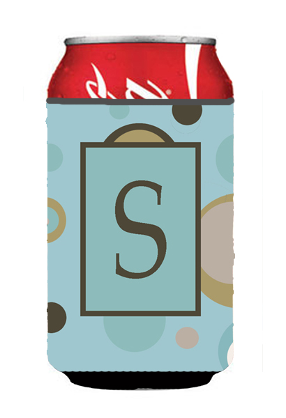 CJ1013-SCC Letter S Initial Monogram - Blue Dots Can Or Bottle  Hugger