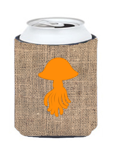 Jellyfish Burlap And Orange Can Or Bottle  Hugger