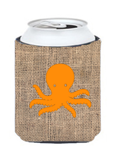 Octopus Burlap And Orange Can Or Bottle  Hugger