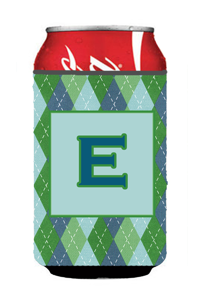 CJ1020-ECC Letter E Initial Monogram - Blue Argoyle Can Or Bottle Hugger