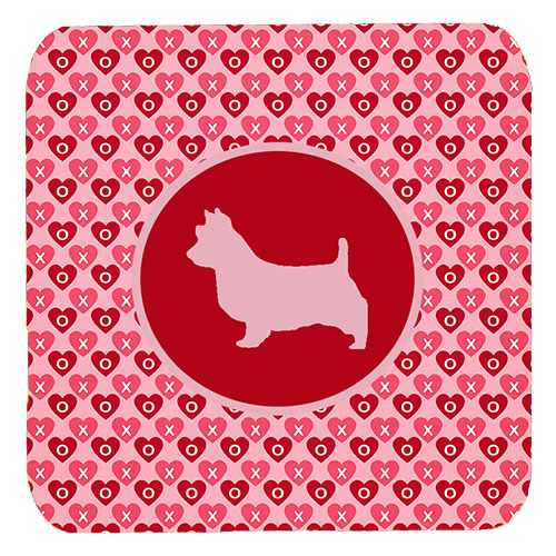 Australian Terrier Valentine Hearts Foam Coasters - Set 4, 3.5 x 3.5 In.
